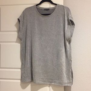 Zara, ribbed black and white stripe top, L